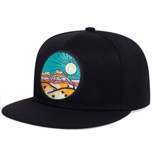 Black Snapback Cap back view