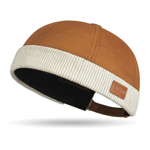 Brown Brimless Docker Cap