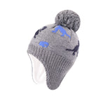 Dinosaurs Kids Winter Earflaps Pom Pom Beanie