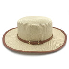 Beige straw boater hat – lightweight straw hat