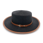 Black straw boater hat – lightweight straw hat