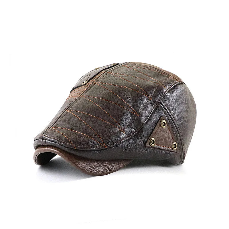 Douglas Leather Duckbill Flat Cap