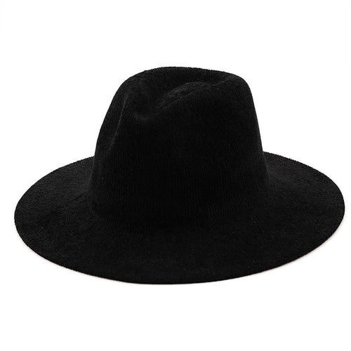 Black Chenille Fedora Hat