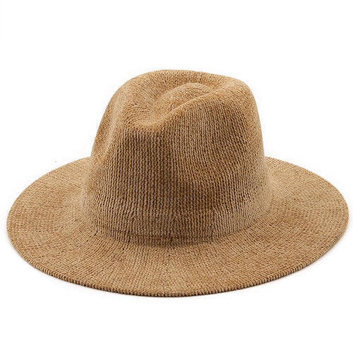 Khaki Chenille Fedora Hat