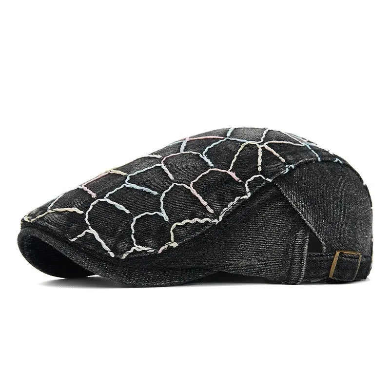 Dream of Spring Floral Denim Flat Cap