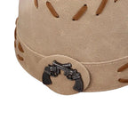 Dual Revolver Brown Leather Cowboy Hat
