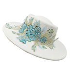 Dujardin Floral Wide Brimmed Porkpie Hat