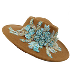 Dujardin Floral Wide Brimmed Porkpie Hat
