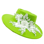 Dujardin Floral Wide Brimmed Porkpie Hat
