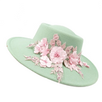 Dujardin Floral Wide Brimmed Porkpie Hat