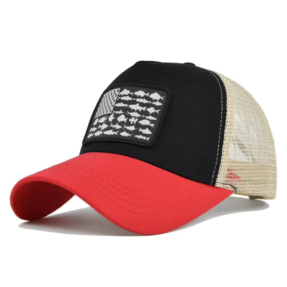 EEUU Flag Fishes Trucker Cap