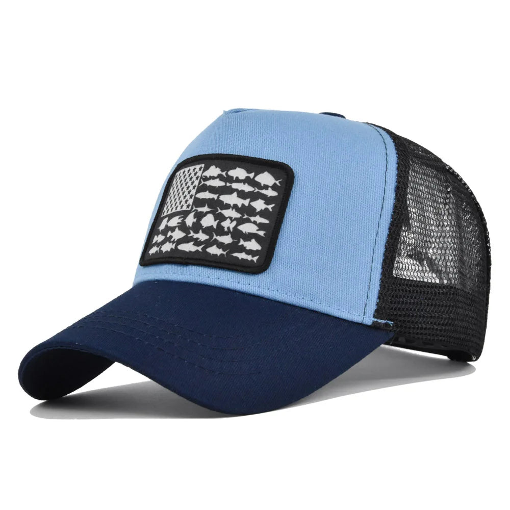 EEUU Flag Fishes Trucker Cap
