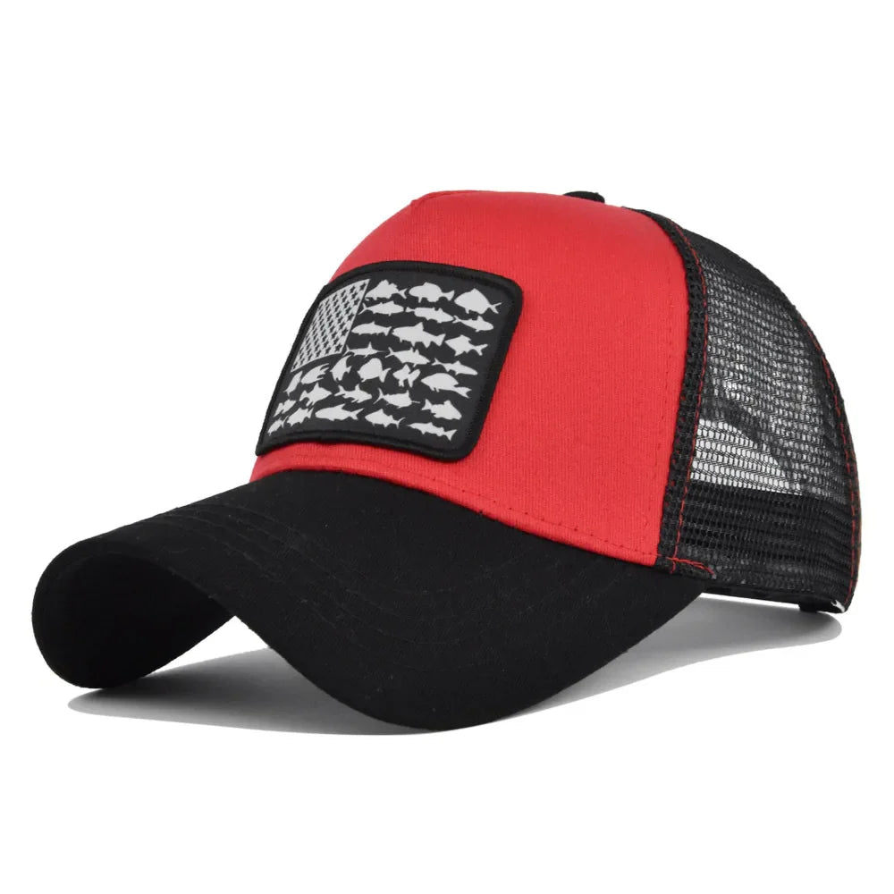 EEUU Flag Fishes Trucker Cap