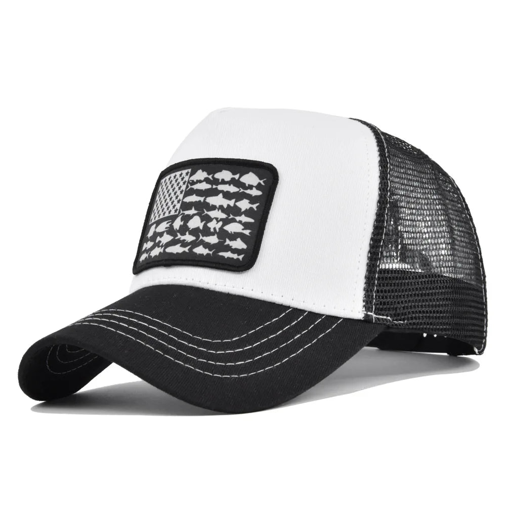 EEUU Flag Fishes Trucker Cap
