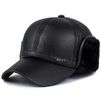 Earflaps Lined Leather Baseball Cap
