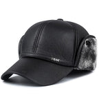 Earflaps Lined Leather Baseball Cap