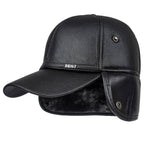 Earflaps Lined Leather Baseball Cap