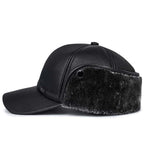 Earflaps Lined Leather Baseball Cap