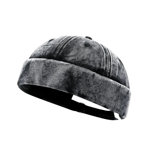 Black Brimless Docker Cap
