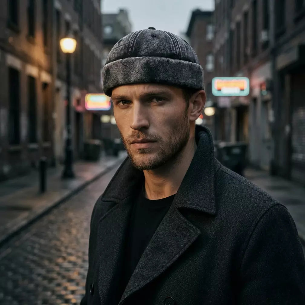 Edinburgh Washed Cotton Distressed Brimless Docker Cap