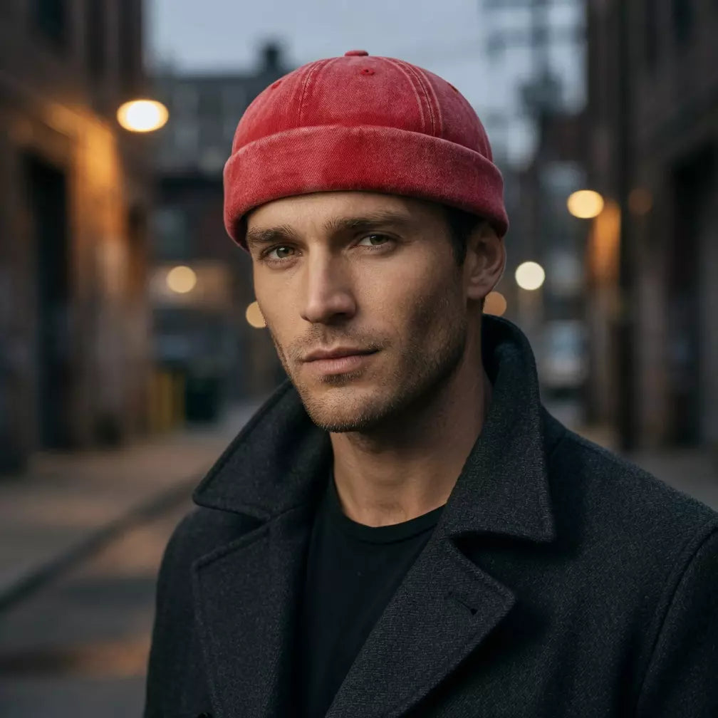 Edinburgh Washed Cotton Distressed Brimless Docker Cap
