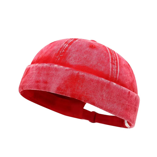 Red Brimless Docker Cap