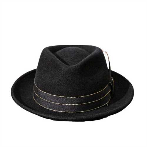 Black Wool Fedora front view