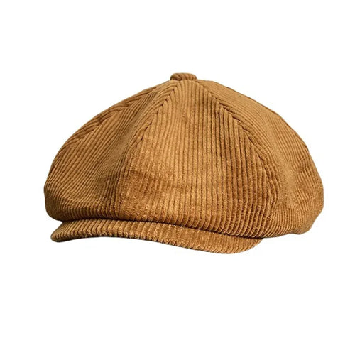Khaki Corduroy Newsboy Cap