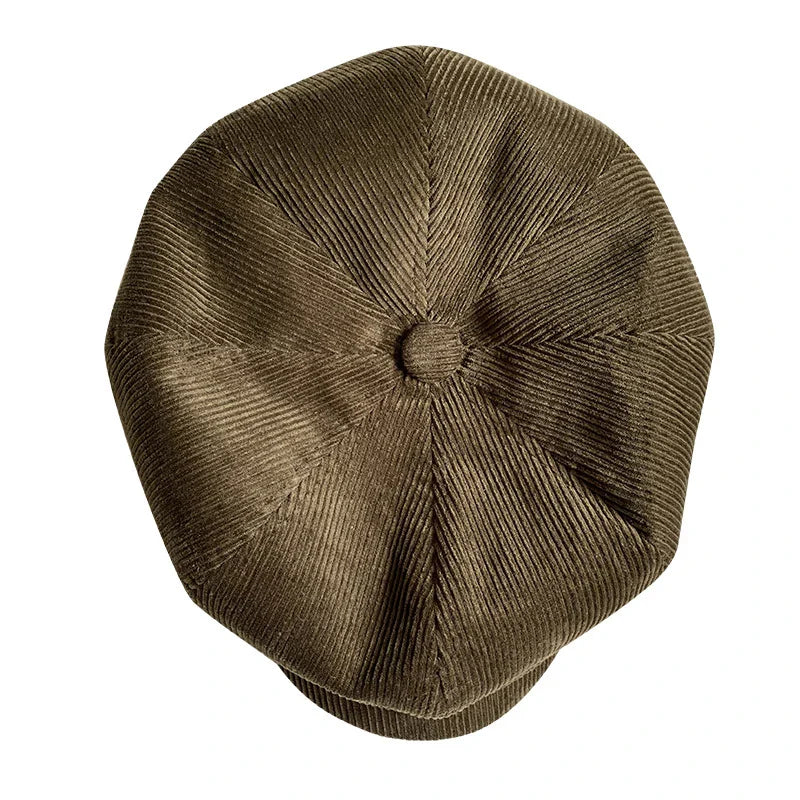 Corduroy Newsboy Cap top view
