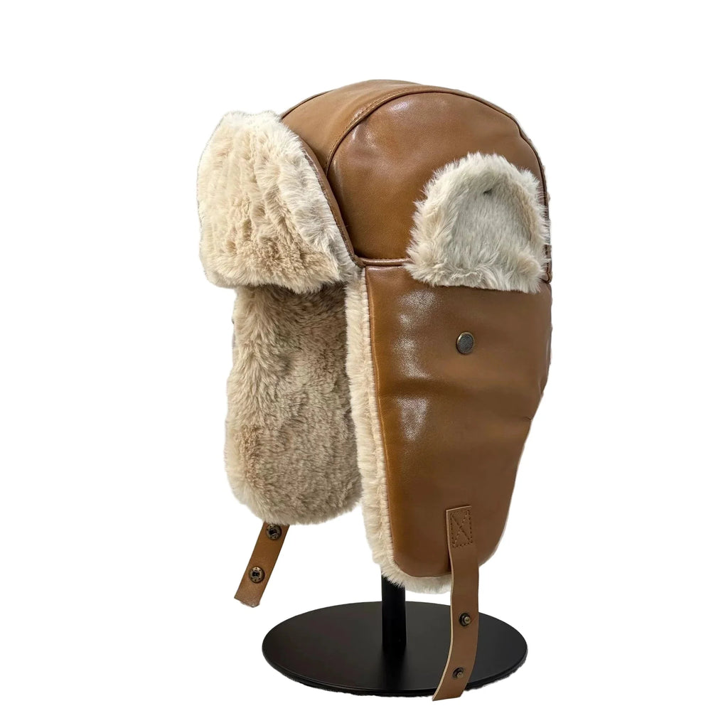 Fairbanks Winter Leather Fur Bomber Hat