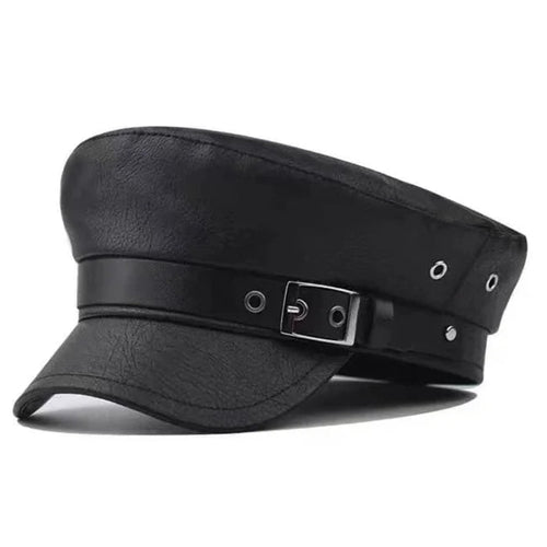 Black Leather Sailor Cap