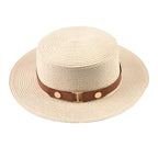 Beige Straw Boater Hat – classic straw hat