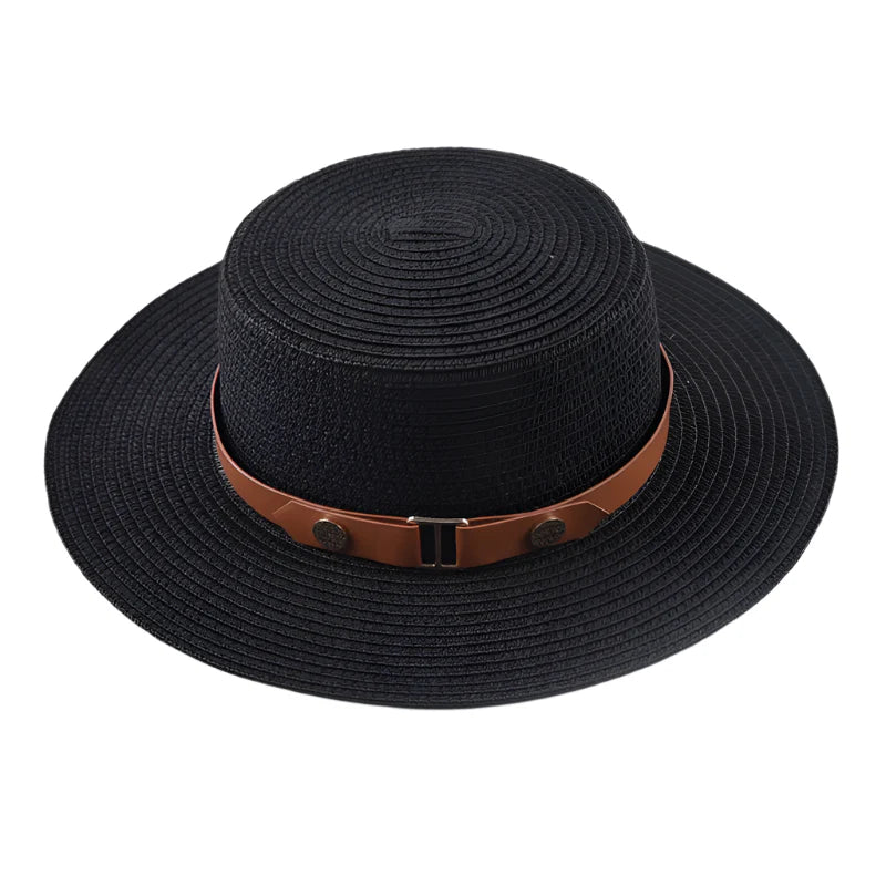 Black Straw Boater Hat – classic straw hat
