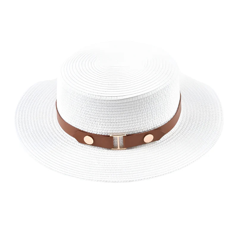 White Straw Boater Hat – classic straw hat