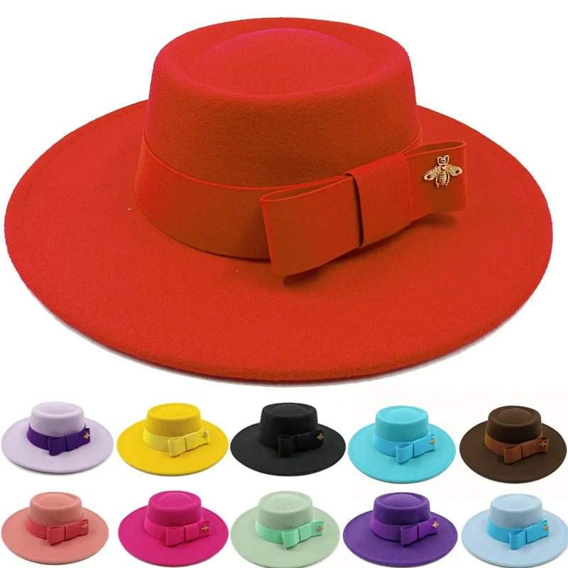 Boater Porkpie Hat with ribbon