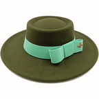 Sky blue and green Boater Porkpie Hat with ribbon