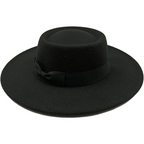 Black Boater Porkpie Hat with ribbon