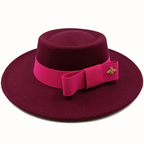 Pink Boater Porkpie Hat with ribbon