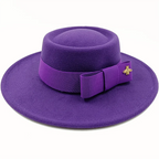 Blue Boater Porkpie Hat with ribbon – classic straw hat
