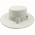 White Boater Porkpie Hat with ribbon – stylish boater style