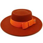 Red Boater Porkpie Hat with ribbon