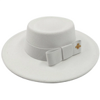 Ivory Boater Porkpie Hat with ribbon – classic straw hat