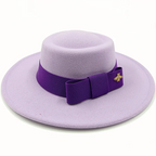 Light purple Boater Porkpie Hat with ribbon
