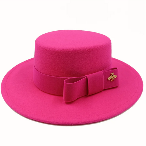 Boater Porkpie Hat with ribbon – stylish straw hat