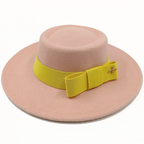 Pink Boater Porkpie Hat with ribbon