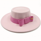 Pink Boater Porkpie Hat with ribbon