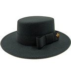Black Boater Porkpie Hat with ribbon – stylish straw hat