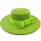 Green Boater Porkpie Hat with ribbon