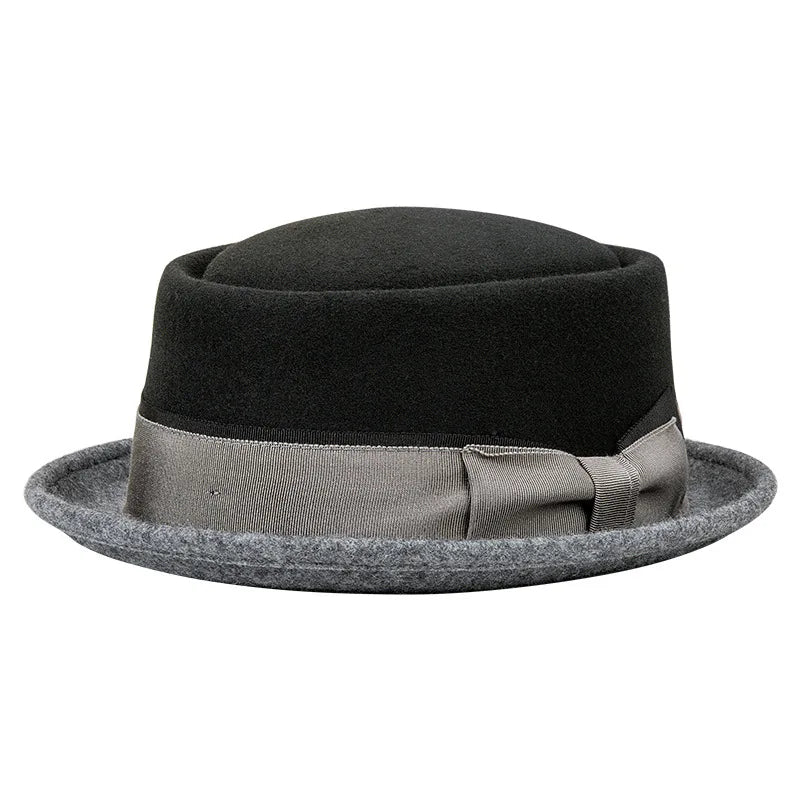Firenze Ribbon Bicolor Wool Porkpie Hat