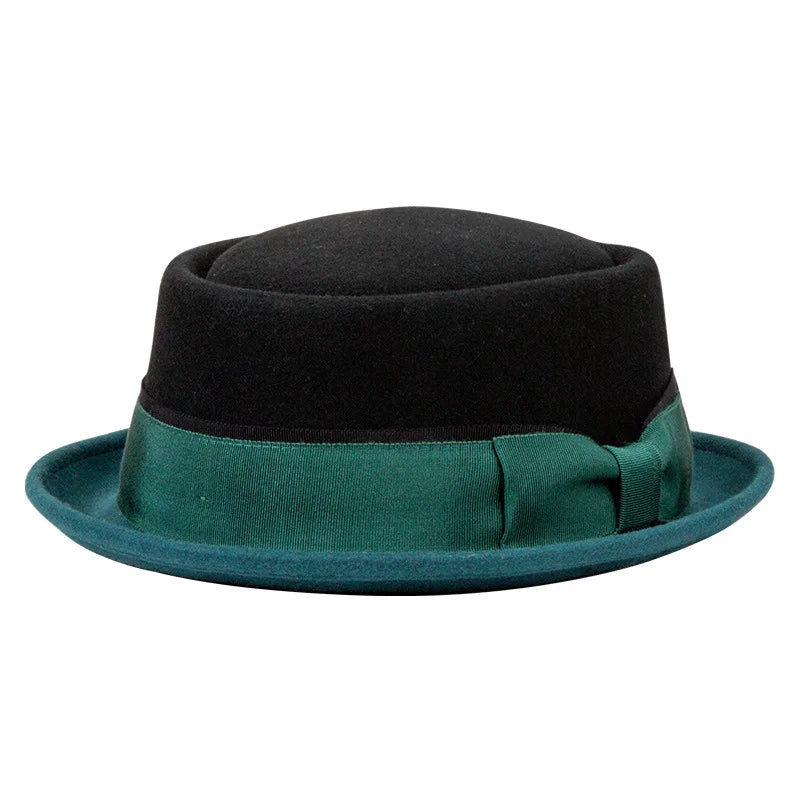 Firenze Ribbon Bicolor Wool Porkpie Hat